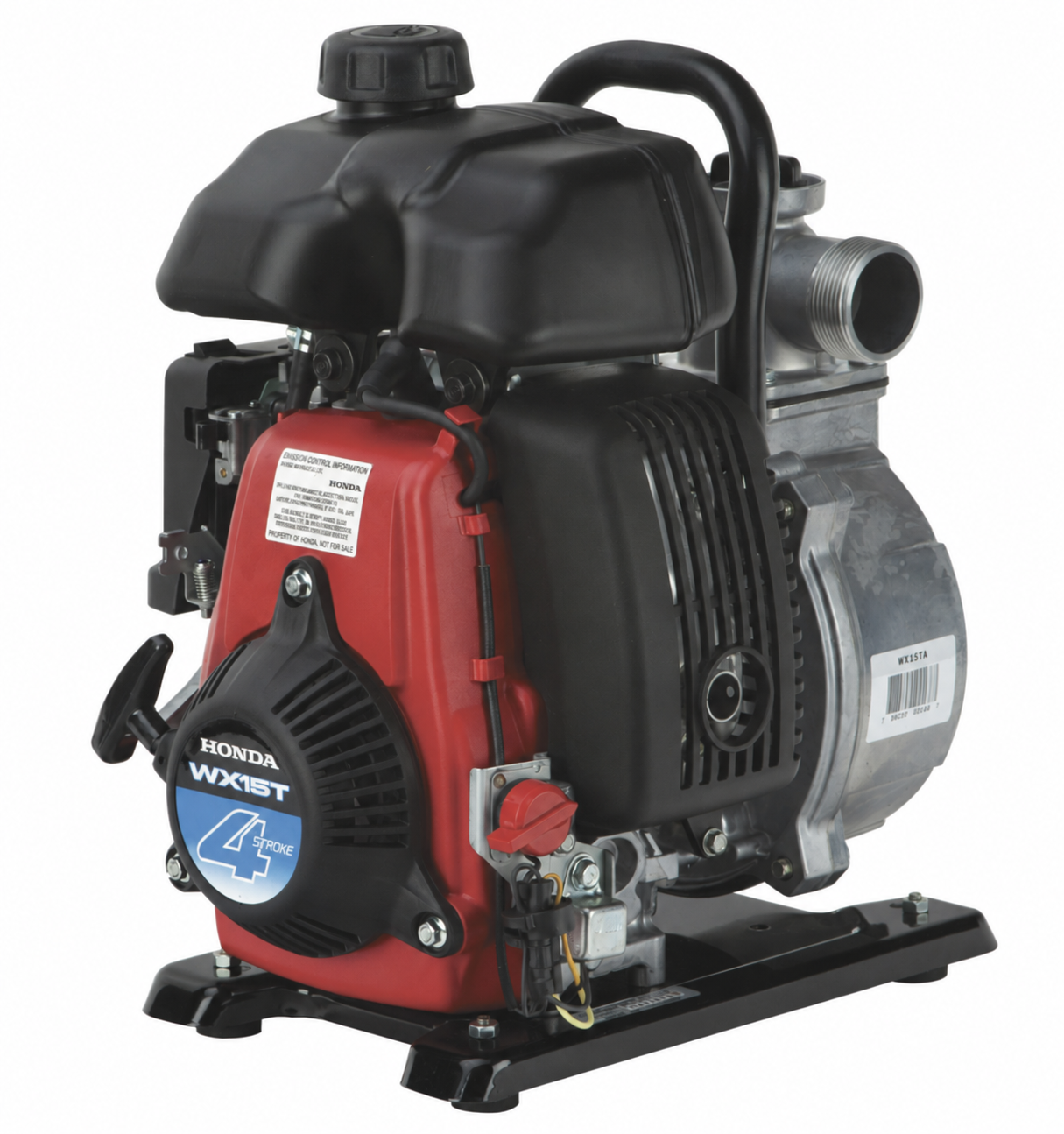 Honda GXH50-powered portable water pump with steel base frame and carry handle